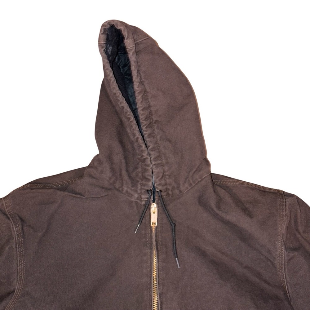 Carhartt Mens XL Hooded Work Jacket Brown With Black Quilted Inside - Picture 8 of 12